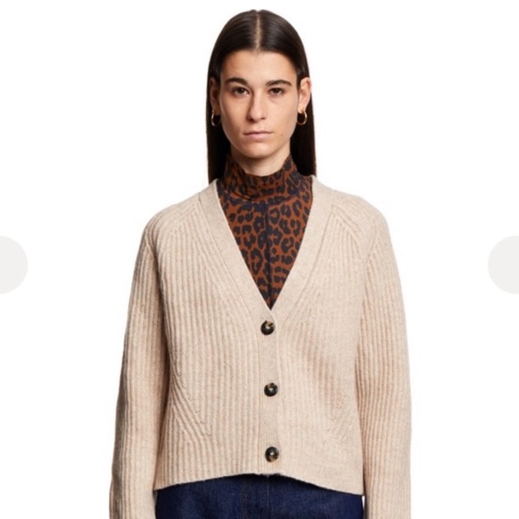 Ganni Wool-Blend Ribbed Cardigan - Picture 2 of 16